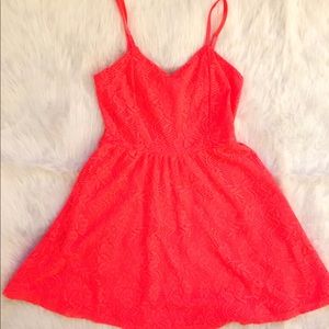 Coral dress.
